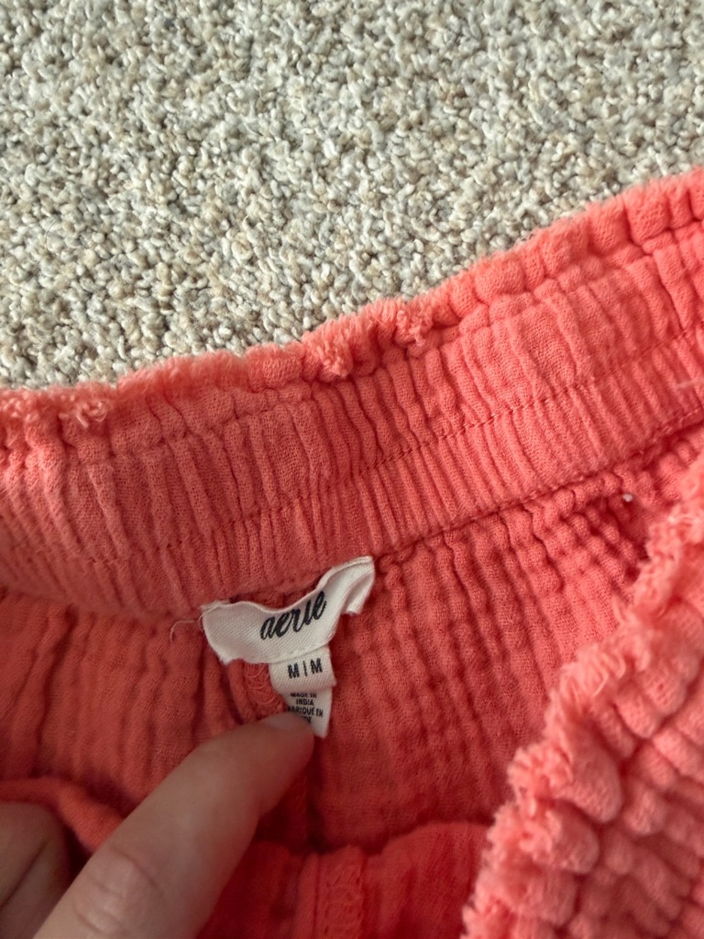 Aerie Gauzy Cotton Shorts Coral - Picture 3 of 5
